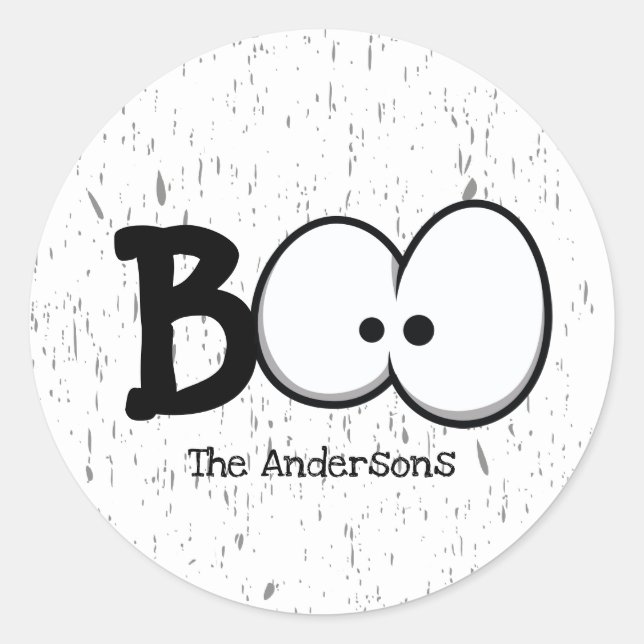 Pegatina Redonda Boo Crazy Eyes Halloween (Anverso)