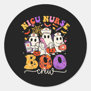 Pegatina Redonda Boo Crew Costume Graciosa Enfermera Fantasma Hallo