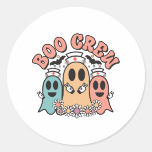 Pegatina Redonda Boo Crew Cute Enfermeras Fantasmas