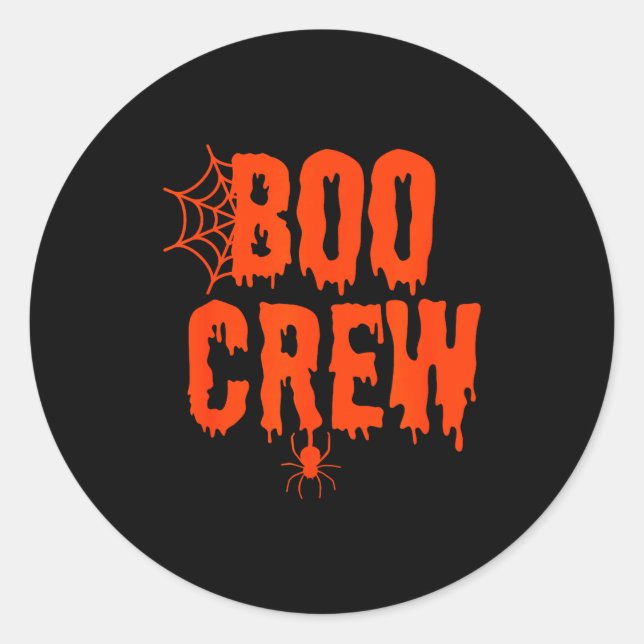Pegatina Redonda Boo Crew Funny Halloween Shirt For Group Costume F (Anverso)