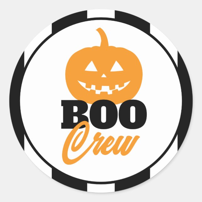Pegatina Redonda Boo Crew Jack O Lantern Halloween Design (Anverso)