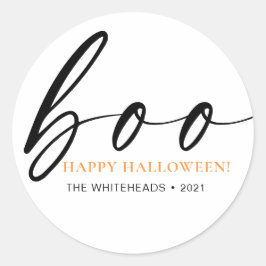 Pegatina Redonda Boo Cute Feliz Halloween White