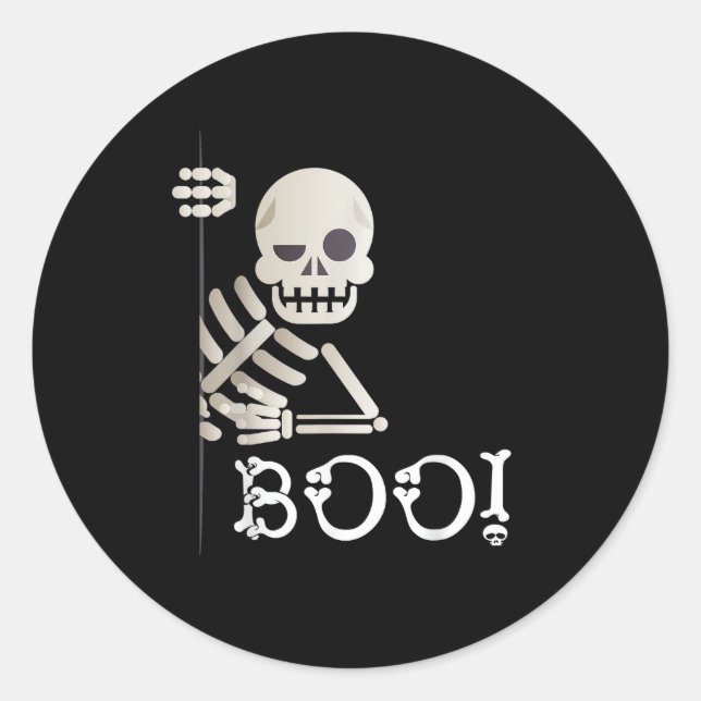 Pegatina Redonda ¡Boo! Cuto escondiendo Peekaboo Aterran a los niño (Anverso)