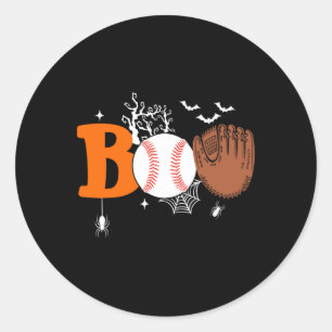 Pegatina Redonda Boo de Béisbol Halloween Spooky Halloween Béisbol 