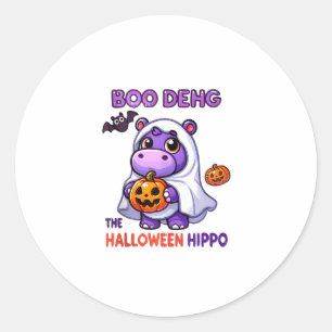 Pegatina Redonda Boo Deng The Halloween Hippo Cute Bouncy Pig Costu