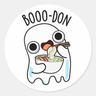 Pegatina Redonda Boo-don Funny Ghost Udon Pun