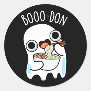 Pegatina Redonda Boo-don Funny Ghost Udon Pun Dark BG