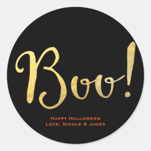 Pegatina Redonda ¡BOO! Favor de fiesta de Halloween con aspecto de 