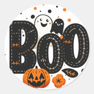 Pegatina Redonda BOO Frankenstein Stitch Fiesta de Halloween