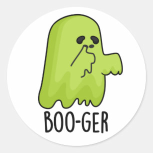 Pegatina Redonda Boo ger Gracioso Booger de Halloween Ghost Pun