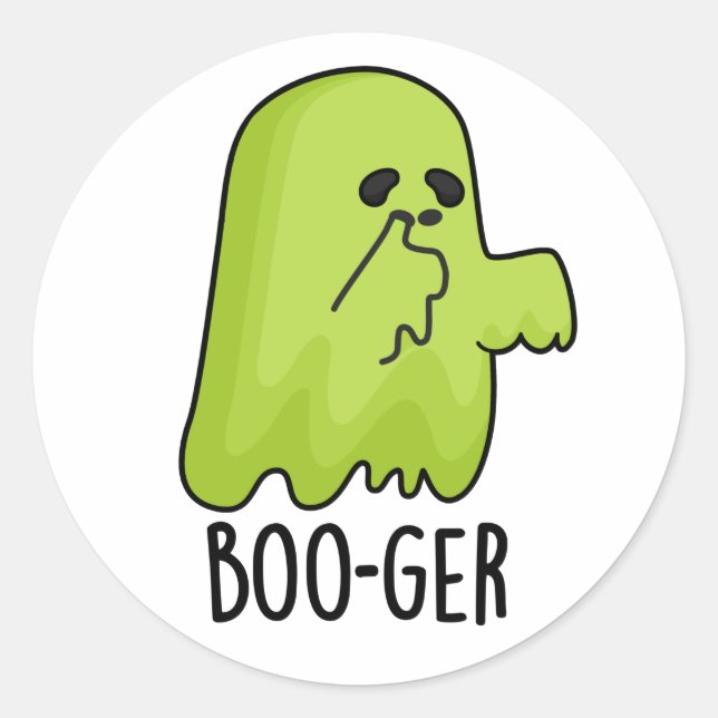 Pegatina Redonda Boo ger Gracioso Booger de Halloween Ghost Pun (Anverso)