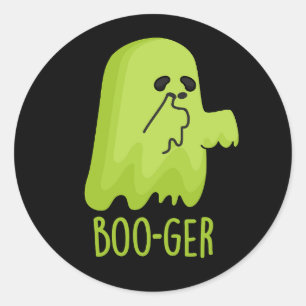 Pegatina Redonda Boo-ger Gracioso Booger Halloween Fantasma Pun Dar