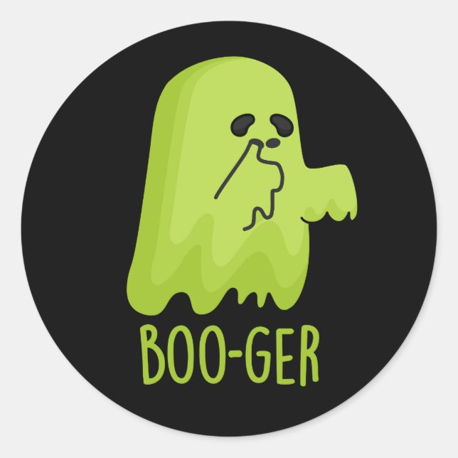 Pegatina Redonda Boo-ger Gracioso Booger Halloween Fantasma Pun Dar (Anverso)