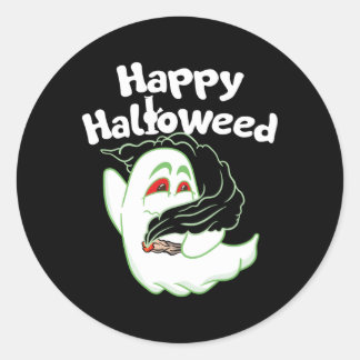 Pegatina Redonda Boo Ghost Smoed Thc Feliz Halloween