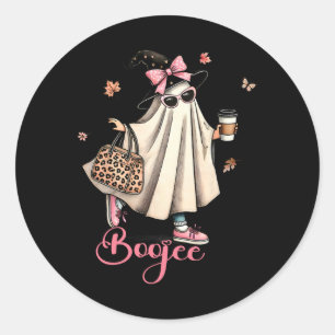 Pegatina Redonda Boo Jee Ghost Bebe Café Coquette Bow Hallowe