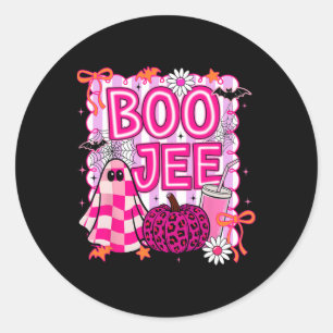 Pegatina Redonda Boo Jee Ghost Coffee Coquette Bow Halloween Chica