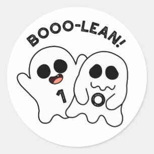 Pegatina Redonda Boo-lean Gracioso PC Ghost Boolean Pun