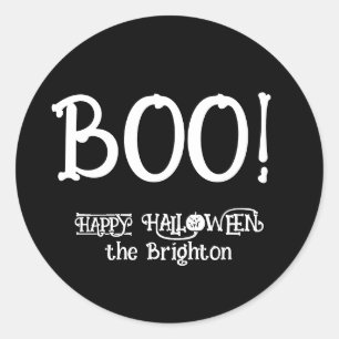 Pegatina Redonda Boo lindo divertido hueso calabaza Halloween