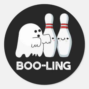 Pegatina Redonda Boo-ling Graciosa bolera Halloween Fantasma Pun Da