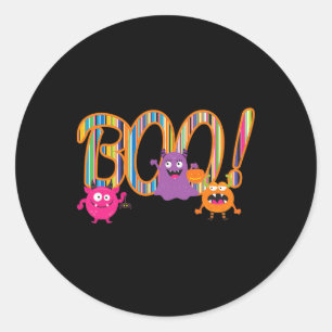 Pegatina Redonda ¡Boo! Los monstruos bonitos son divertidos y extra