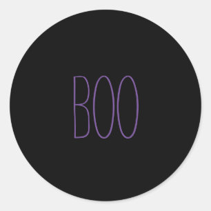 Pegatina Redonda Boo morado negro espeluznante Halloween escrito a