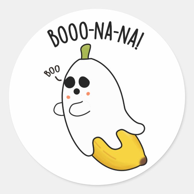 Pegatina Redonda Boo-nana Funny Ghost Banana Pun (Anverso)