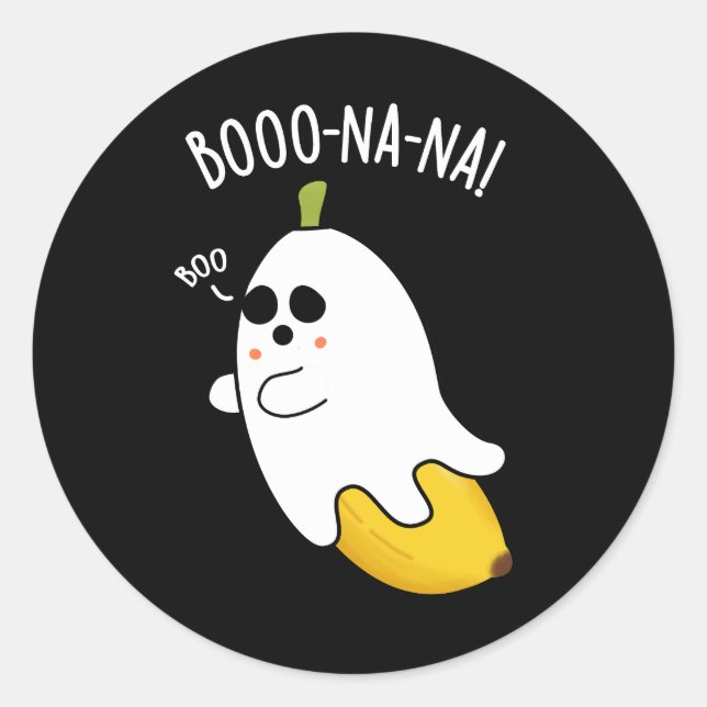 Pegatina Redonda Boo-nana Funny Ghost Banana Pun Dark BG (Anverso)