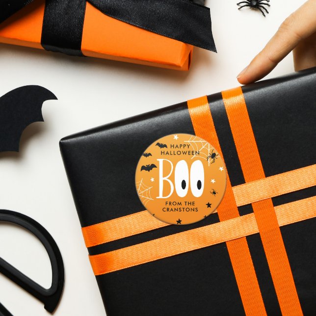 Pegatina Redonda Boo Naranja Feliz Halloween (Subido por el creador)