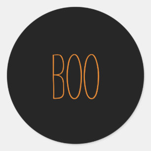 Pegatina Redonda Boo naranja negro espeluznante Halloween escrito a