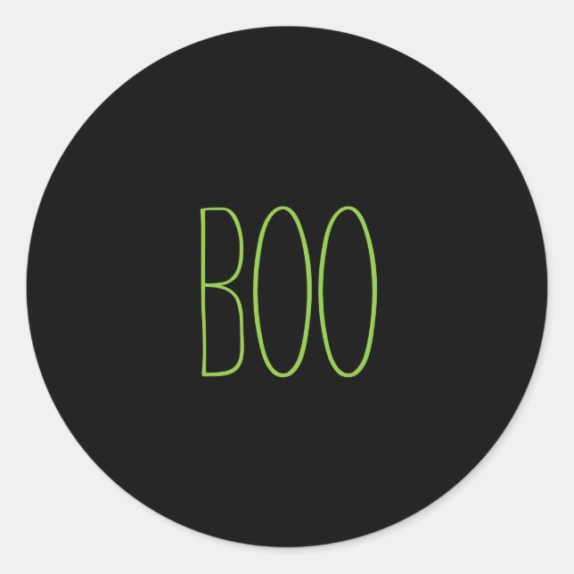 Pegatina Redonda Boo negro verde espeluznante Halloween escrito a m (Anverso)