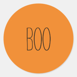 Pegatina Redonda Boo negro y naranja espeluznante Halloween escrito