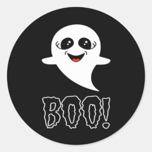 Pegatina Redonda ¡Boo! Pequeña Halloween De Lucas