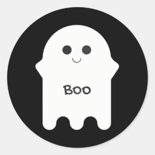 Pegatina Redonda Boo Personalizado fantasma blanco