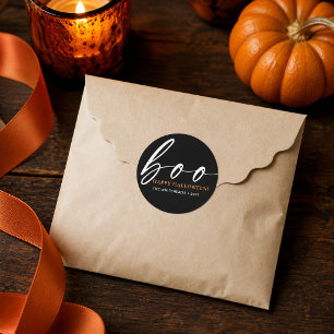 Pegatina Redonda Boo Personalizado Feliz Halloween Negro