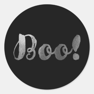 Pegatina Redonda ¡BOO plateado! Moderno Halloween Party Favor