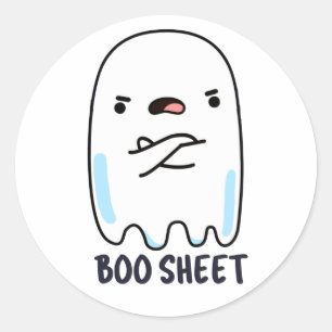 Pegatina Redonda Boo Sheet Funny Halloween Ghost Pun