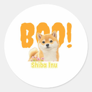 Pegatina Redonda ¡Boo! Shiba Inu | Mejores productos para la person