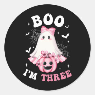 Pegatina Redonda Boo, soy la Chica de los tres años de la Calabaza