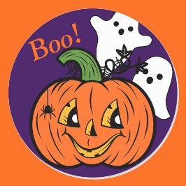 Pegatina Redonda ¡Boo! ¡Te Tenemos! Dijo los pequeños fantasmas de 