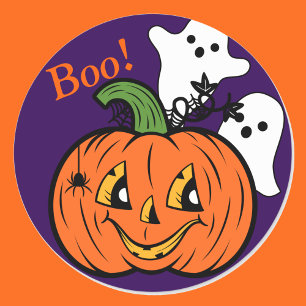 Pegatina Redonda ¡Boo! ¡Te Tenemos! Dijo los pequeños fantasmas de 