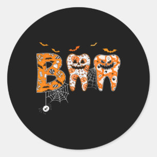 Pegatina Redonda Boo Teeth Calabaza Dentista Halloween Higienista D