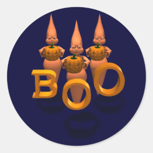 Pegatina Redonda ¡Boo! Tres hostias cúpulas