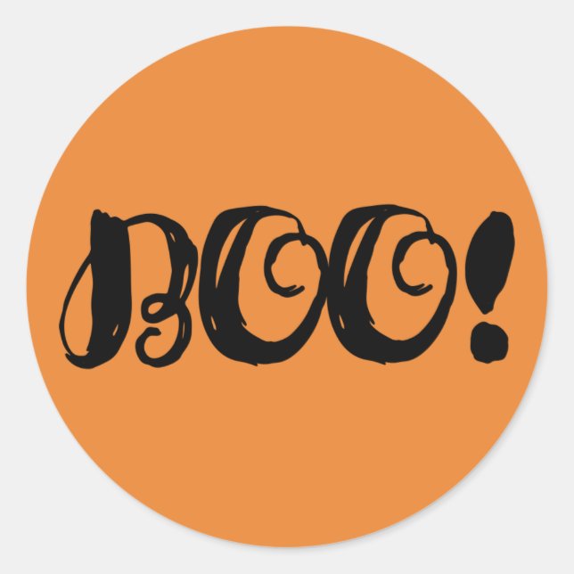 Pegatina Redonda ¡BOO! Truco de la fiesta de Halloween negro o trat (Anverso)