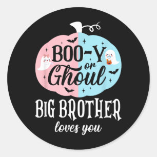 Pegatina Redonda Boo-Y o Fantasma El Gran Hermano Ama Boo Halloween