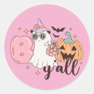 Pegatina Redonda Boo Y'All Halloween