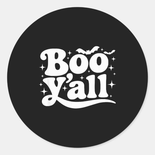 Pegatina Redonda Boo Y'all Southern Retro Halloween Quote Saying Ba (Anverso)