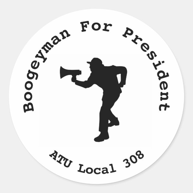 Pegatina Redonda Boogeyman Para Presidente Local 308 (Anverso)