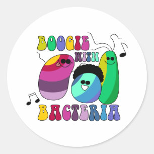 Pegatina Redonda Boogie con bacterias