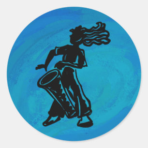 Pegatina Redonda Boogie Nights Drum Blue de Nueva York