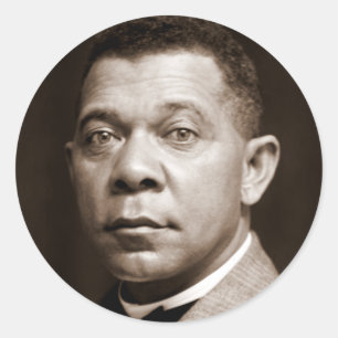 Pegatina Redonda Booker Washington: Educador afroamericano